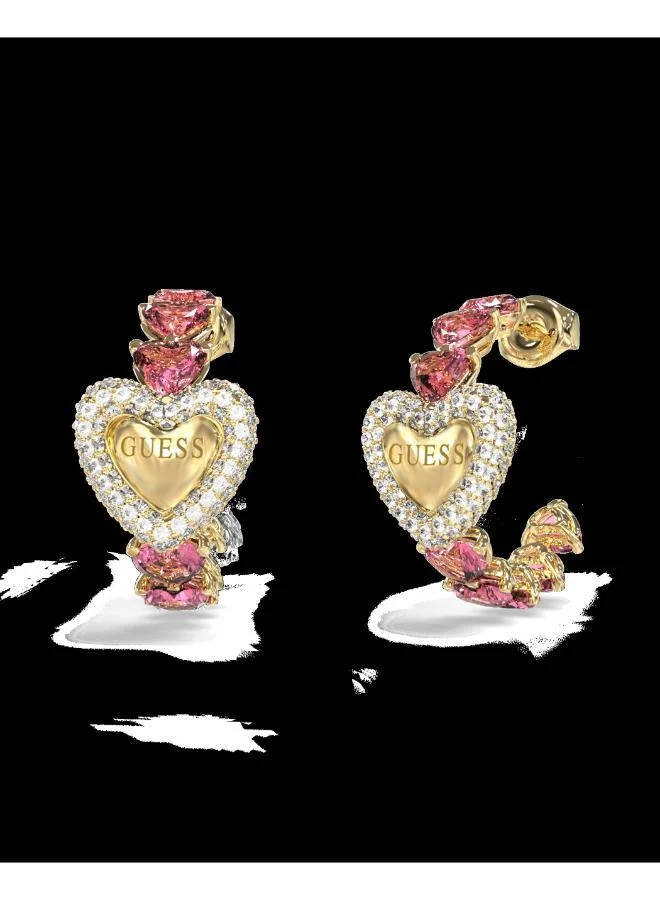 جس Pave Heart Hoop Earrings